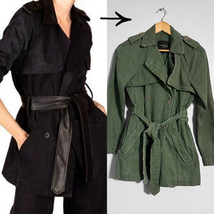 Le Superbe Jean Military Style Short Trench Jacket